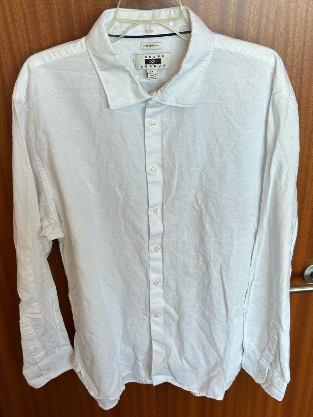 Joseph Abboud White Linen Button-Front Dress Shirt